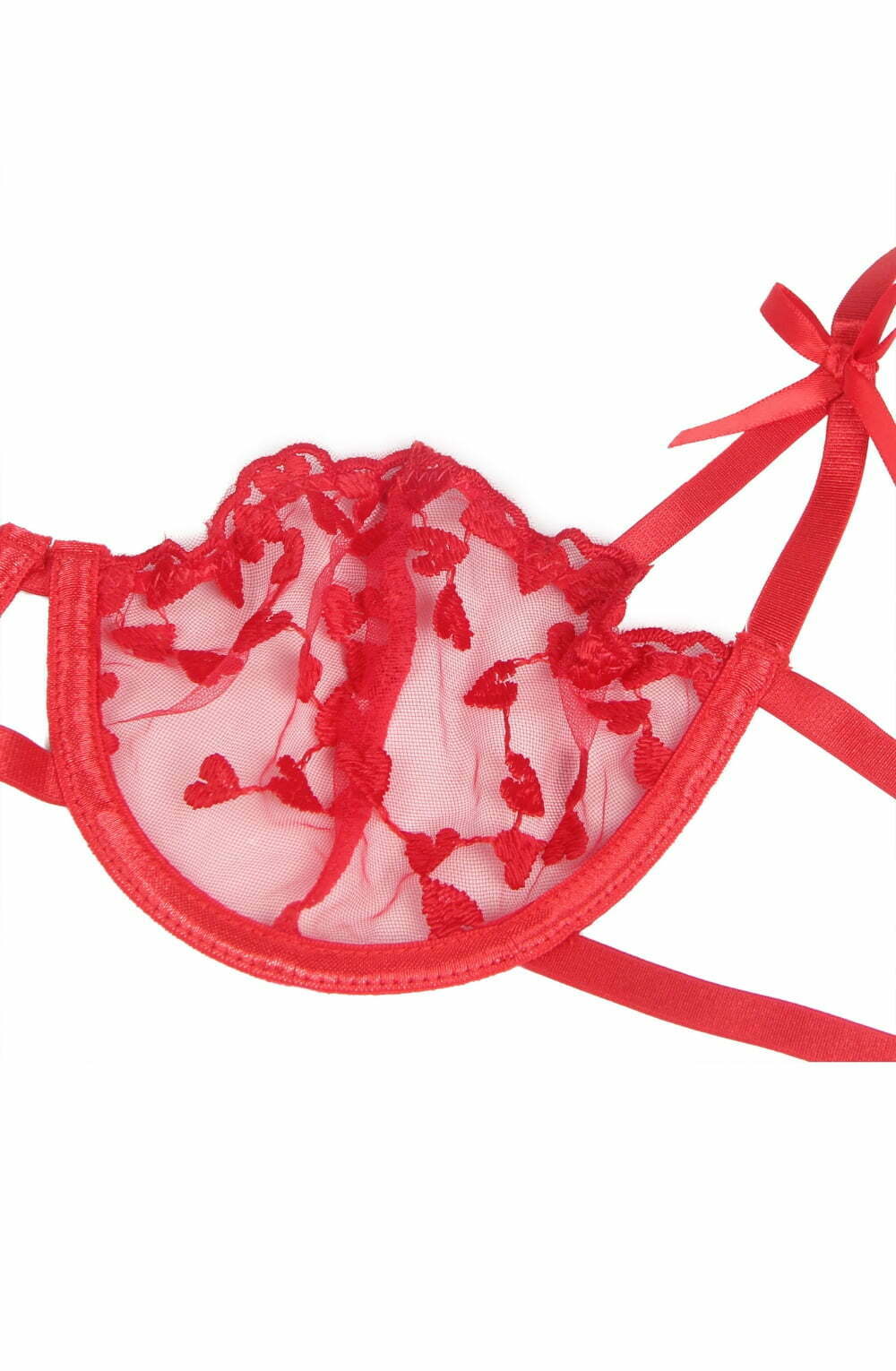 Red Heart Lace Plus Size 3-Piece Lingerie Set