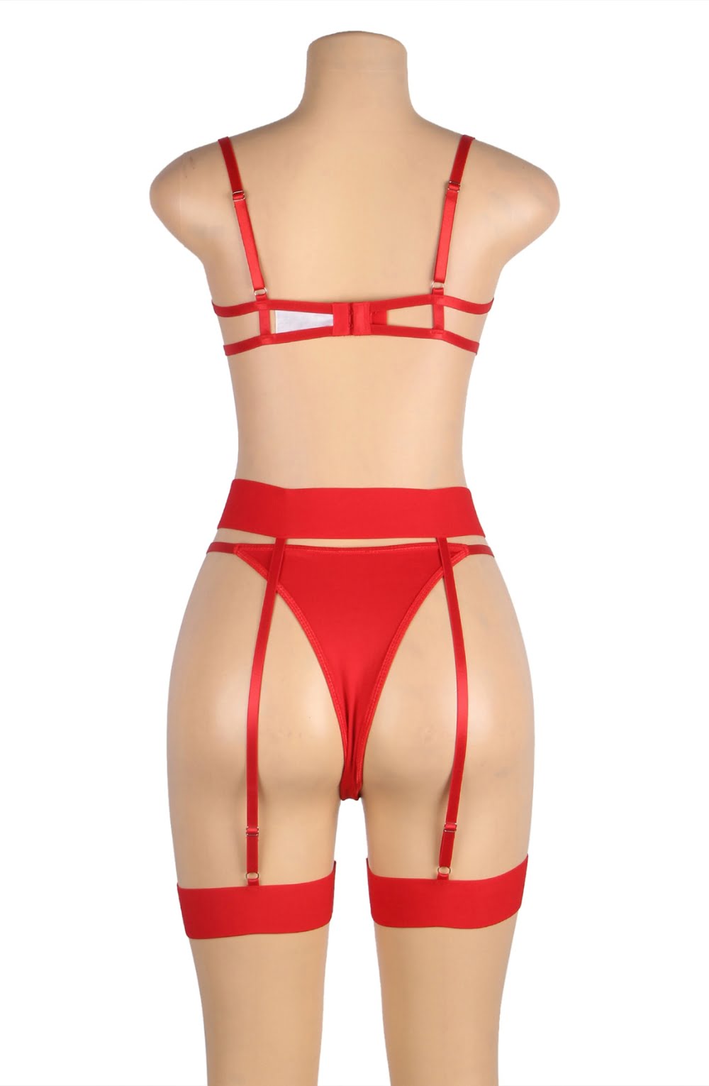Red Heart Lace Plus Size 3-Piece Lingerie Set