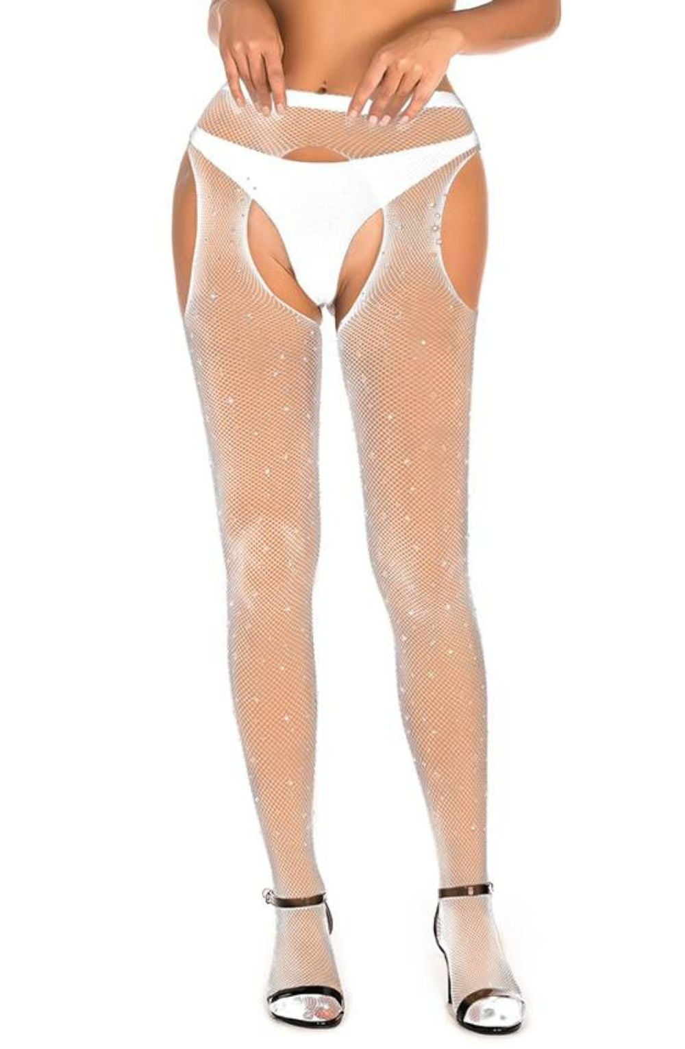 Sparkly Fishnet White